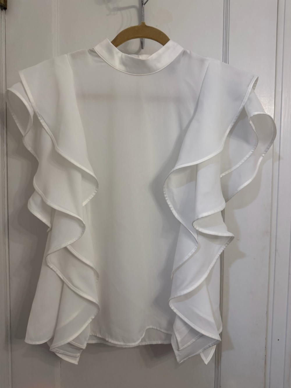 Marc New York Women's White Ruffle Sleeve Blouse